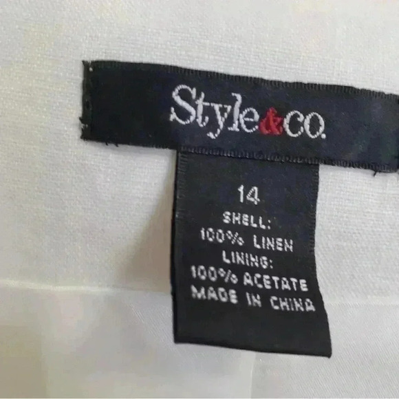 Style & Co Women’s Off White 100% Linen Cropped Blazer 3/4 Sleeves Plus Size 14 - Picture 8 of 11